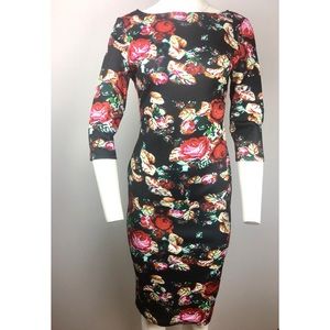 Sheln Floral Body-con Fitted  Dress M